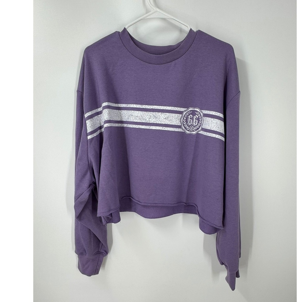 Vans Womens Purple Cropped Graphic Sweatshirt 66 Size XL NWT